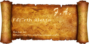 Fürth Aletta névjegykártya