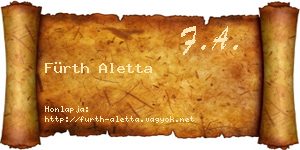 Fürth Aletta névjegykártya